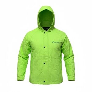 Frogg Toggs Rain Jacket Mens Medium Neon Green Waterproof Hooded Hiking Outdoors
